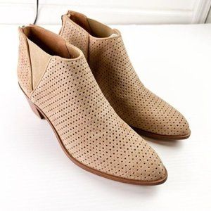 Trask Bootie womens size 11 Tisha Perforated Taupe Oiled Suede Ankle Shoe